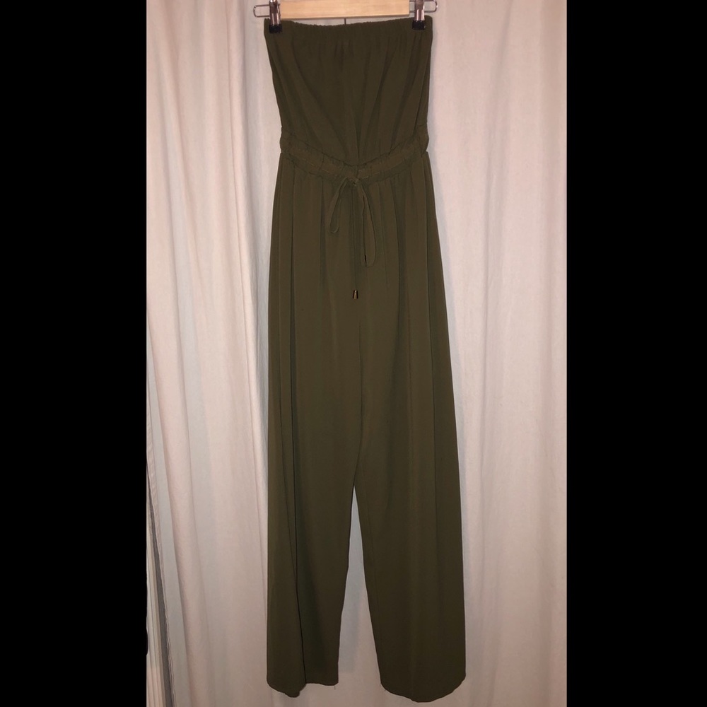 Olive strapless jumpsuit